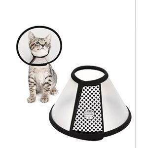 Adjustable Pet Recovery Cone Clear Black See Video Cat Dog Small Injury Surgery